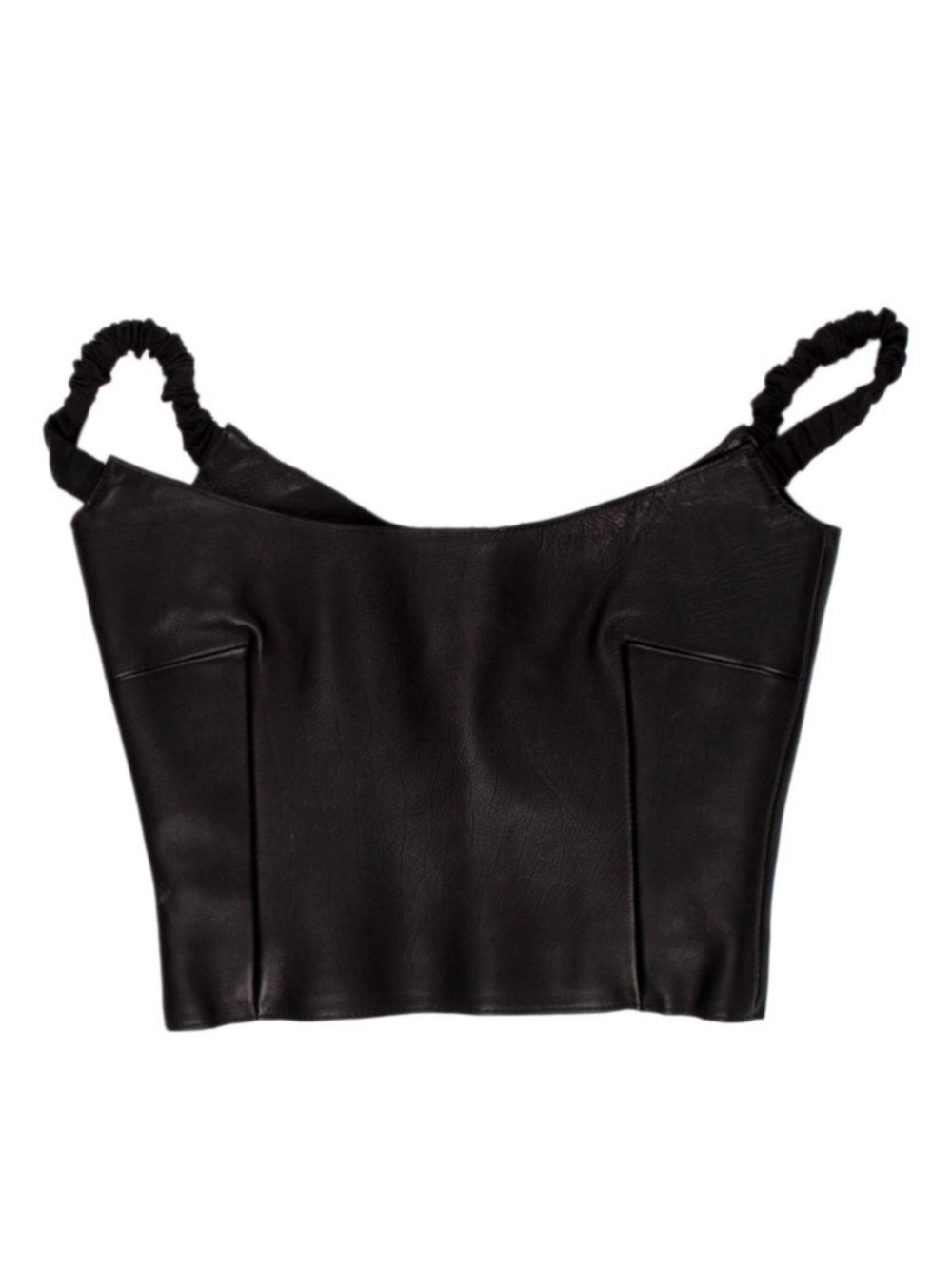 KHAITE Black Cropped Leather-Effect Tank